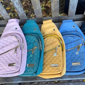 Mini gesteppte Crossbody-Tasche, kleine rosa Schultertasche, Teen Geburtstag, süße gelbe Geldbörse, Wandertasche, schwarze Crossbody-Geldbeutel, cremefarbene Mini Sling