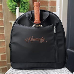 Personalized Nylon Platform Tennis Padel Bag, Classy Pickleball Paddle Backpack, Black Racket Cover & Sports Tote, Perfect Pickleball Gift