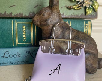 Cute Personalized Mini PU Leather Purse Charm, Tiny Handbag with Initial Imprint, Cute Teen Birthday Party Favors, Coquette Miniature Bag