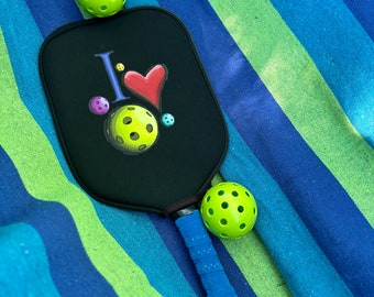 I Love Pickleball Paddle Cover, Padded Paddle Case, Custom Pickleball Paddle Cover, Personalized Pickleball Paddle Cover, Paddle Protector