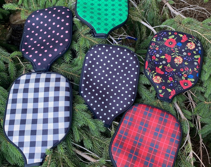Neoprene Pickleball Paddle Cover, Racquet Cover, Paddle Protector, Pickleball  Gift for Mom, Plaid Pickleball Case, Polka Dot Paddle Cover