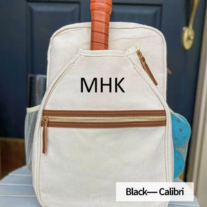 Personalized Natural Canvas Pickleball Paddle Bag, Custom Racket Backpack, Mini Preppy Sports Tote, Stylish Cute Racquet Cover, Mother Gift