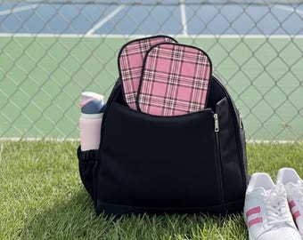 Premium Personalized Pickleball Bag, Pickleball Paddle Backpack, Black Racquet Cover & Tote, Racket Bag, Perfect Pickleball Gift for Mother