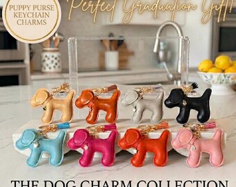 Custom PU Leather Puppy Bag Charm, Dog Lover Luxury Purse Charm, Teen Backpack Bling, Girls Birthday Graduation Gift, Doggy Keychain