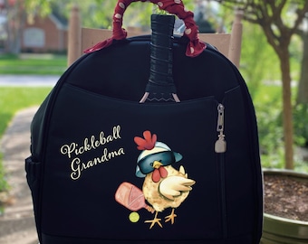Perfect Pickleball Mom Gift, Fun Personalized Pickleball Bag for Grandma, Custom Pickleball Paddle Backpack, Large Capacity Racket Tote