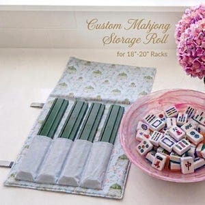 Mahjong Rack Storage Bag, Tile Rack Roller Storage, 18-20" Adjustable Rack Storage, 4 Compartment Rack Protector, Mahjong Gift