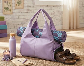 Personalized Yoga Gift for Mother's Day, Custom Gym Mat Duffle Bag with Adjustable Shoulder Straps & Shoe Compartment,Nylon Fitness Tote Bag