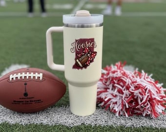 Custom 40oz IU Stanley Stainless Tumbler, Personalized Hoosiers Water Bottle, Indiana College Football Fan Mother's Day,IU Football Mom Gift