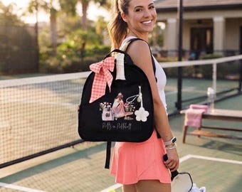 Premium Personalized Pickleball Bag, Pickle Paddle Backpack, Pink Lover Racquet Cover & Tote, Racket Bag,Coquette Pickleball Gift for Mother