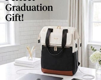 Personalized Top-Loading College Laptop Backpack, Travel Carry-On Shoulder Bag, Nurse Medical Tote, Classy Monogram or Initials Backpack