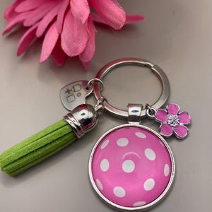Cute Pink Personalized Pickleball Bag Tag, Personalized Pickleball Keychain, Pink Pickleball Key Chain, Custom Pickleball Gift for Mother