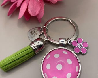Cute Pink Personalized Pickleball Bag Tag, Personalized Pickleball Keychain, Pink Pickleball Key Chain, Custom Pickleball Gift for Mother