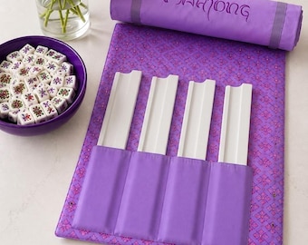 Custom Purple Mahjong Rack Storage Bag, Tile Rack Roll Storage, 18-20" Adjustable 4 Compartment MAHJ Rack Protector, Mahjong Gift for Her