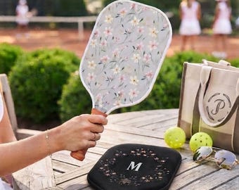 Personalized Racket Cover with Initial Monogram, Mother's Day Custom Pickleball Paddle Cover, Cute Neoprene Racquet Case, Pickleball Gift