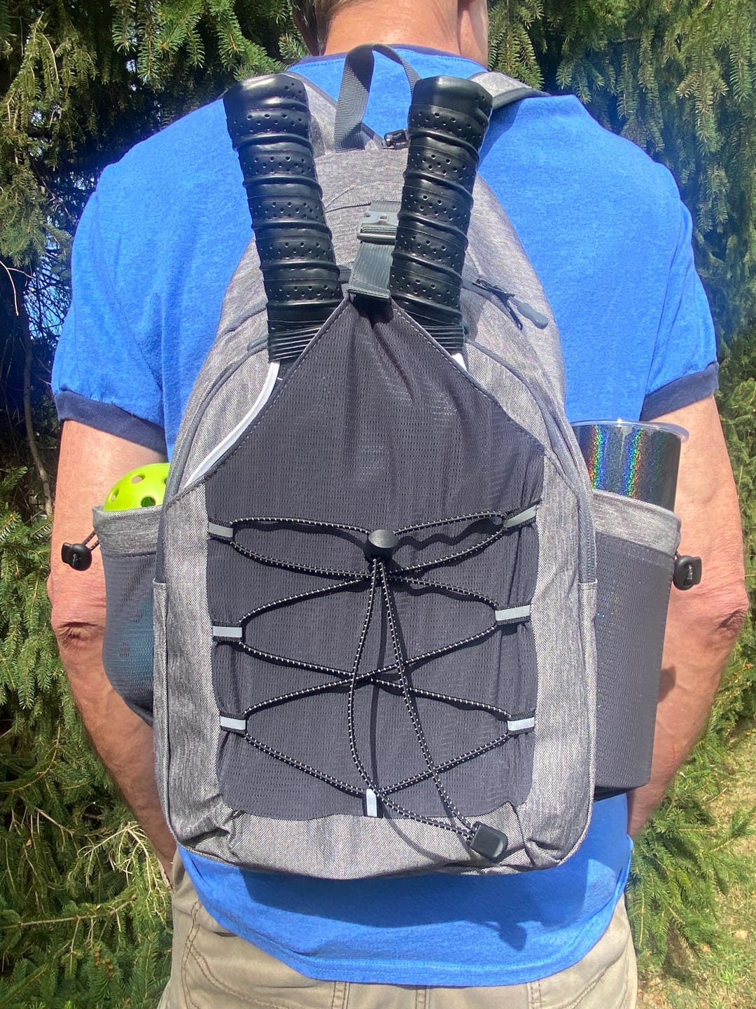 Paddle Racket Backpack Personalized Gray Pickleball Paddle Backpack, Sports & Hiking Backpack ...