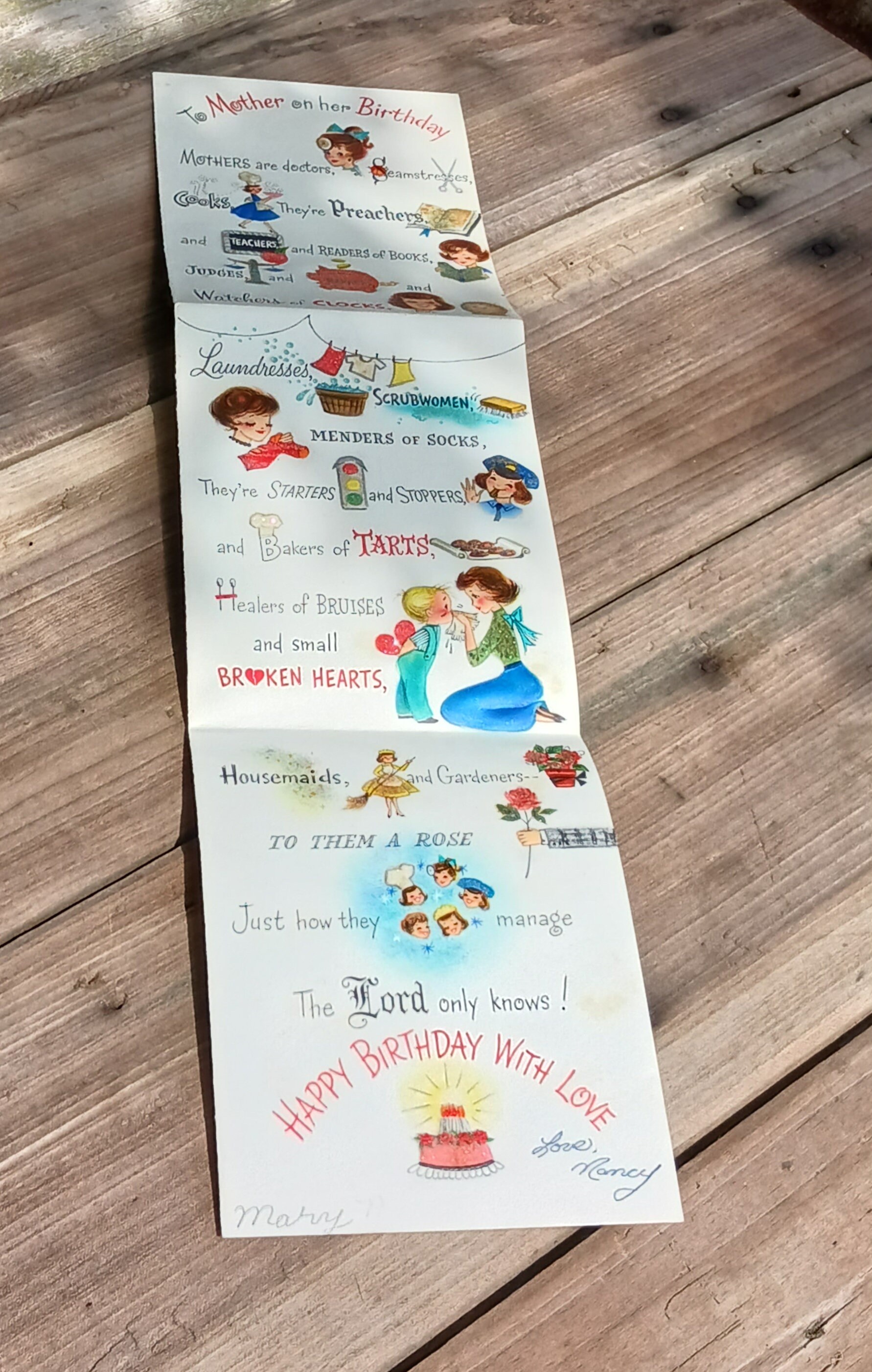 Used Vintage Mother Birthday Greeting Card Jobs Hallmark, 1950s