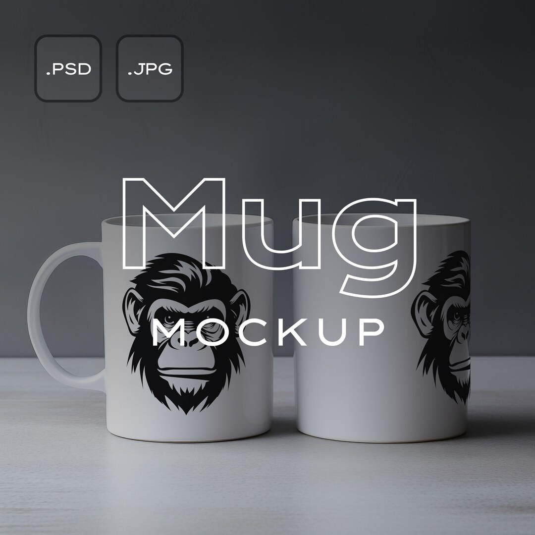 Mug Mockup Editable Smart Object Template, Mutliple Mugs, High Quality PSD, 11oz