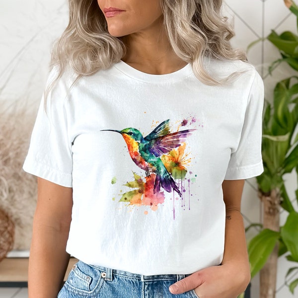 Hummingbird Shirt, Floral Shirt, Bird Shirts, Trendy Shirt, Gift For Her, Bird Lover T-Shirt, Spring Birds, Flower Shirt, Animal Lover Shirt