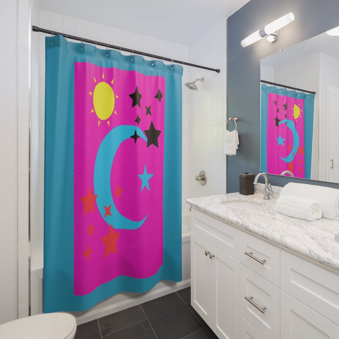 Moon Sun Print Pattern Bathroom Shower Curtain