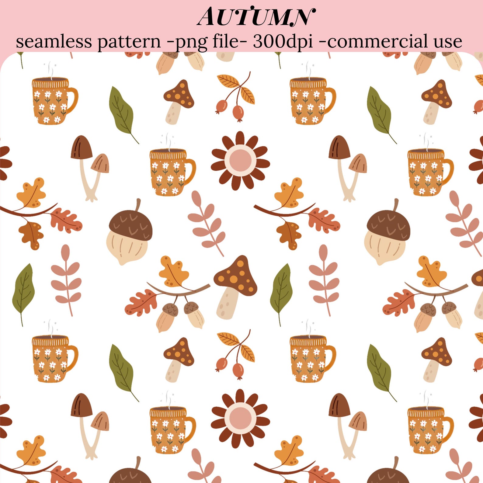 Autumn Seamless Pattern PNG: Cozy Fall Digital Paper (12x12in) - Etsy