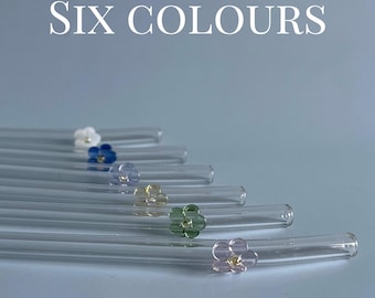 Pajitas de cristal con forma de flor, pajitas reutilizables para fiestas, pajitas con forma de flor a granel, accesorio para vasos, pajitas con forma de flor para regalo, juego de pajitas para vasos con forma de flor