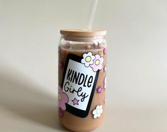 Lector Kindle Regalo de lectura para ella Accesorio Kindle Vaso de cristal de lectura Regalo para una amiga Merchandising del club de lectura Accesorio de lectura Idea de regalo Amante de los libros