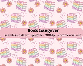 Patrón sin costuras de libro pastel: archivo PNG para amantes de los libros (descarga digital)