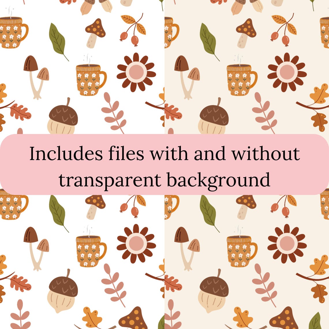 Autumn Seamless Pattern PNG: Cozy Fall Digital Paper (12x12in) - Etsy