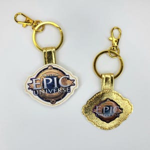 OOAK custom Epic Universe Celestial Park inspired faux leather keychain bag charm