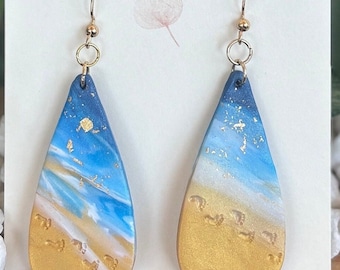 Footprints in the Sand, Elegant Polymer Clay Earrings, Birthday or Any Occassion, gift for her, Prophetically Inspired