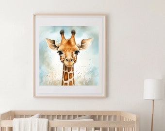 Wall art for nursery baby shower gift, animal digital download, home decor instant download, printable art for nursery giraffe digital print