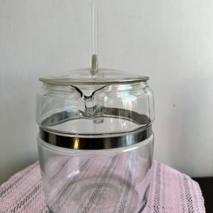 Vintage Pyrex 9 cup  7758 Flame Ware stove top percolator. Pot and lid only.