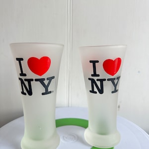 Vintage New York City Souvenir Frosted Glass ,New York Souvenir Drinking Glass ,Vintage Barware ,Souvenir Glass ,lot 2.