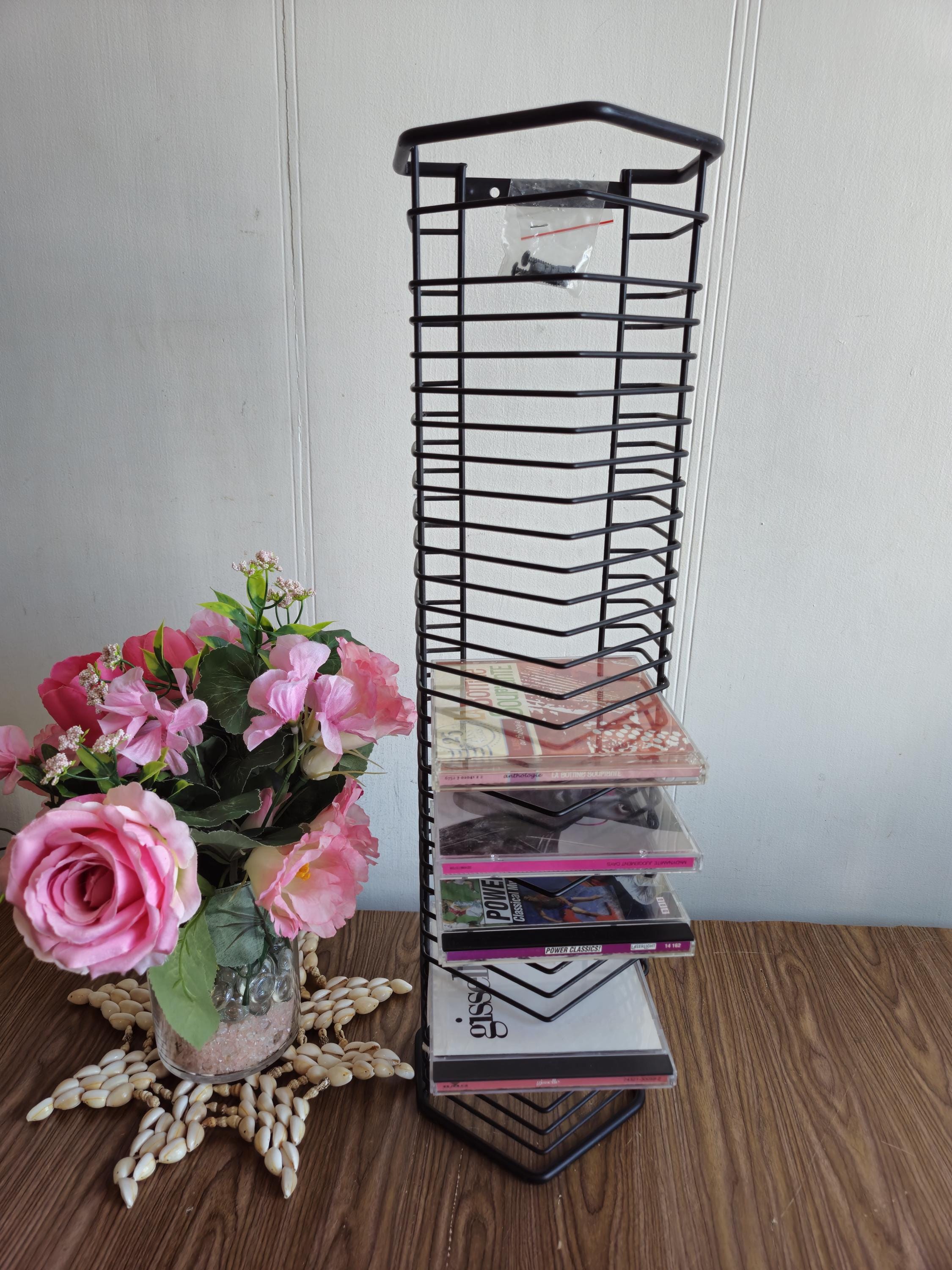 Vintage Metal CD Tower Rack Wall/table (35) Compact Disc CD