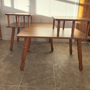 Vintage side tables of mid-century, modern 2-tier side tables 60s, telephone table, home decor, set of 2 tables, MCM.