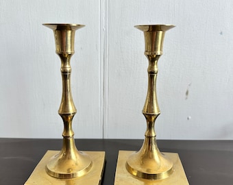 Vintage Set of 2 Delicate Brass Candle Holders Small Pair Candelabra Candlestick Wedding Christmas,made in India.