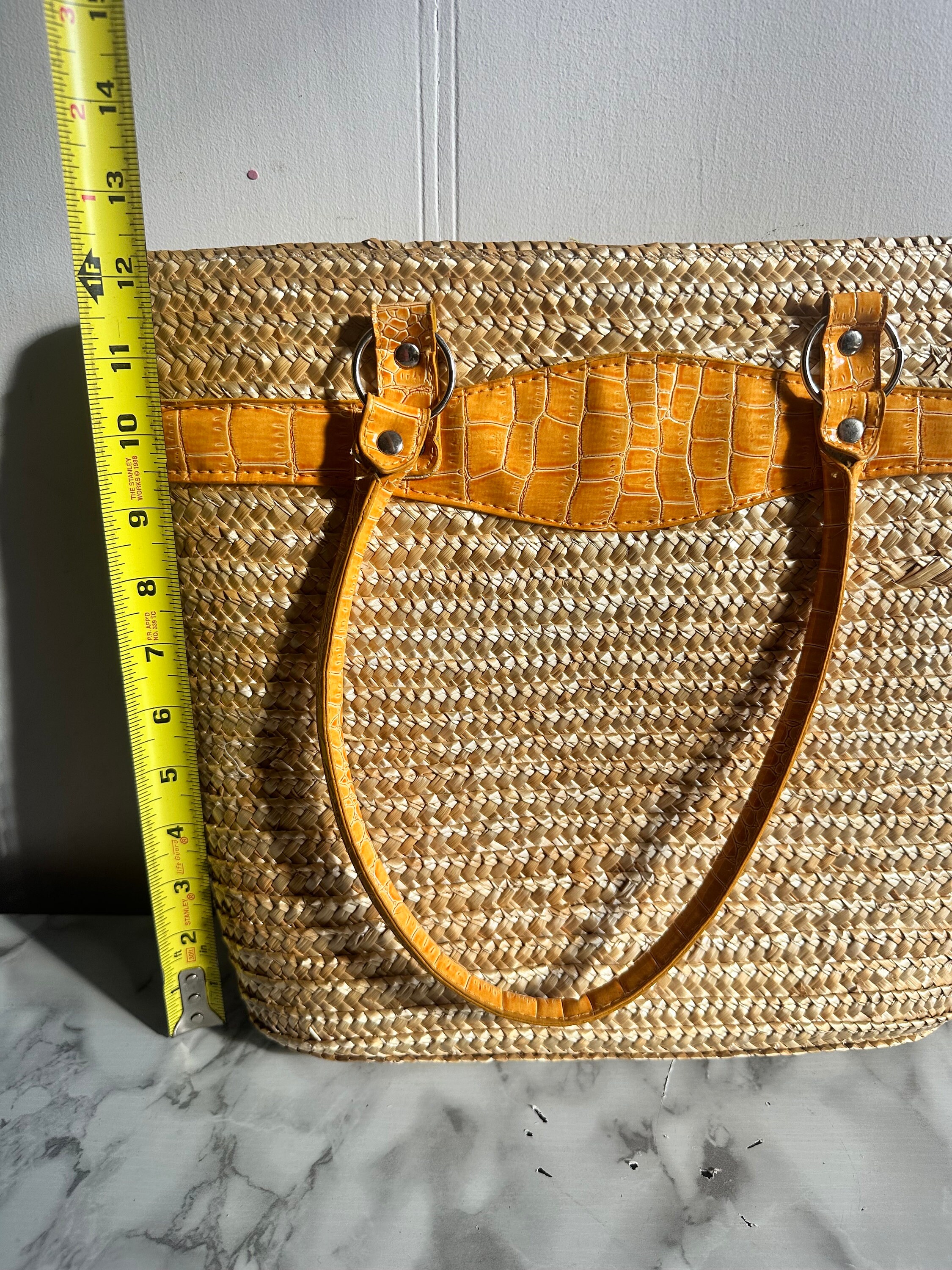 Vintage Straw Bag Straw Tote Bag Beach Rattan Woven Handbag Shoulder ...