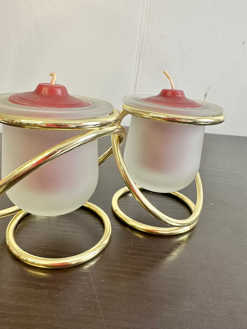 Vintage Partylite Gemini Duo Interlocking Brass Rings Votive Candle ...