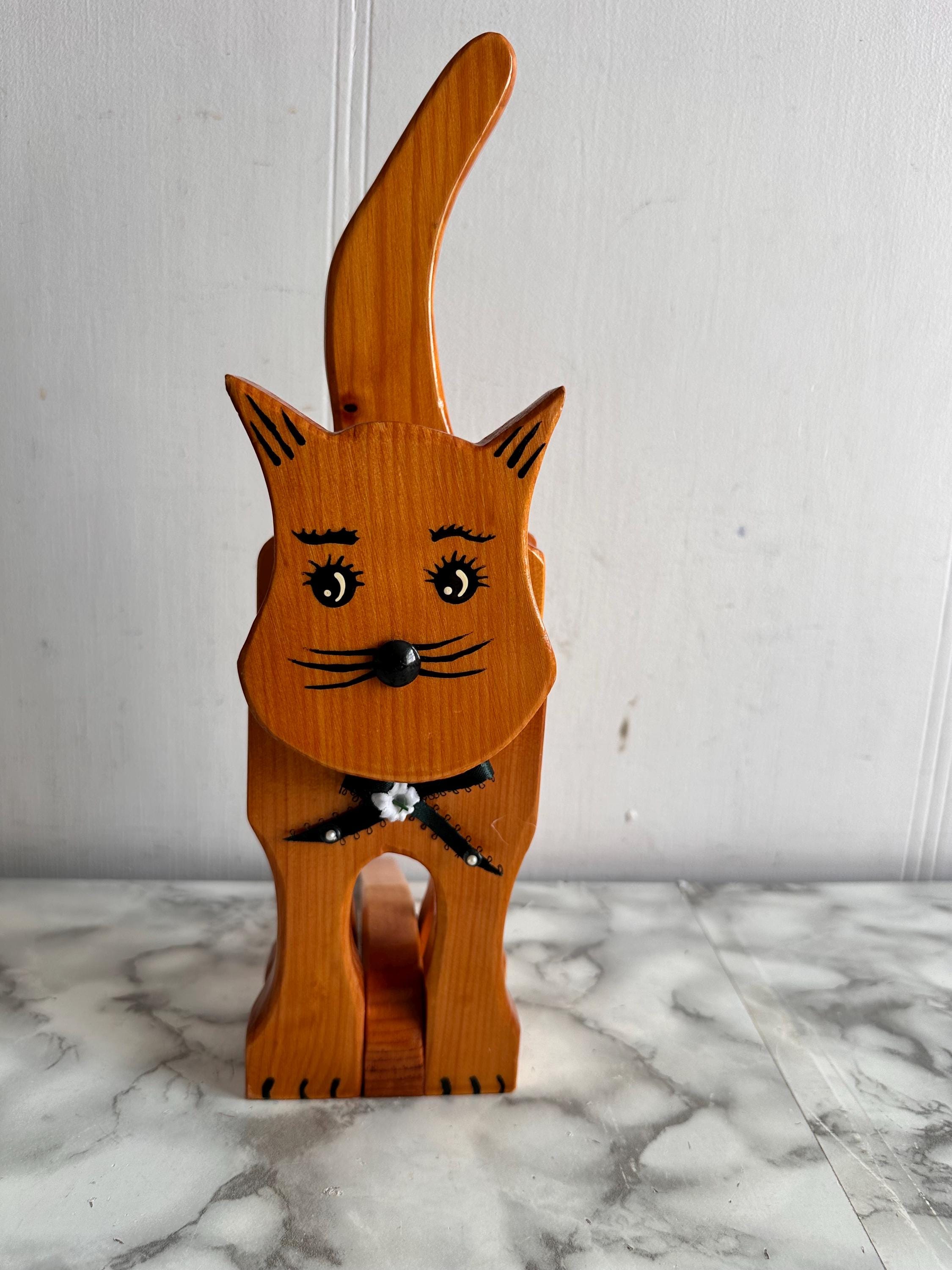 Vintage Wooden Cat Door Stop, Cat Door Stop, Halloween Decor, Door ...
