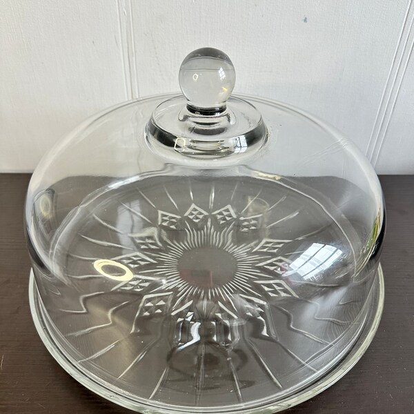 Vintage 12" diameter Cake Stand with Dome cover.