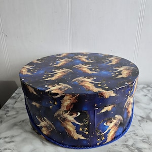 Vintage Hutschachtel blaue Hutschachtel, Shabby Chic Hutschachtel, Vintage Hutschachtel, blaue Hutschachtel mit Winkeln, einzigartige Hutschachtel.