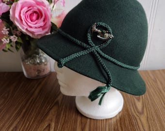 Sombrero verde vintage, sombrero 100% madera, trachten tradicional.