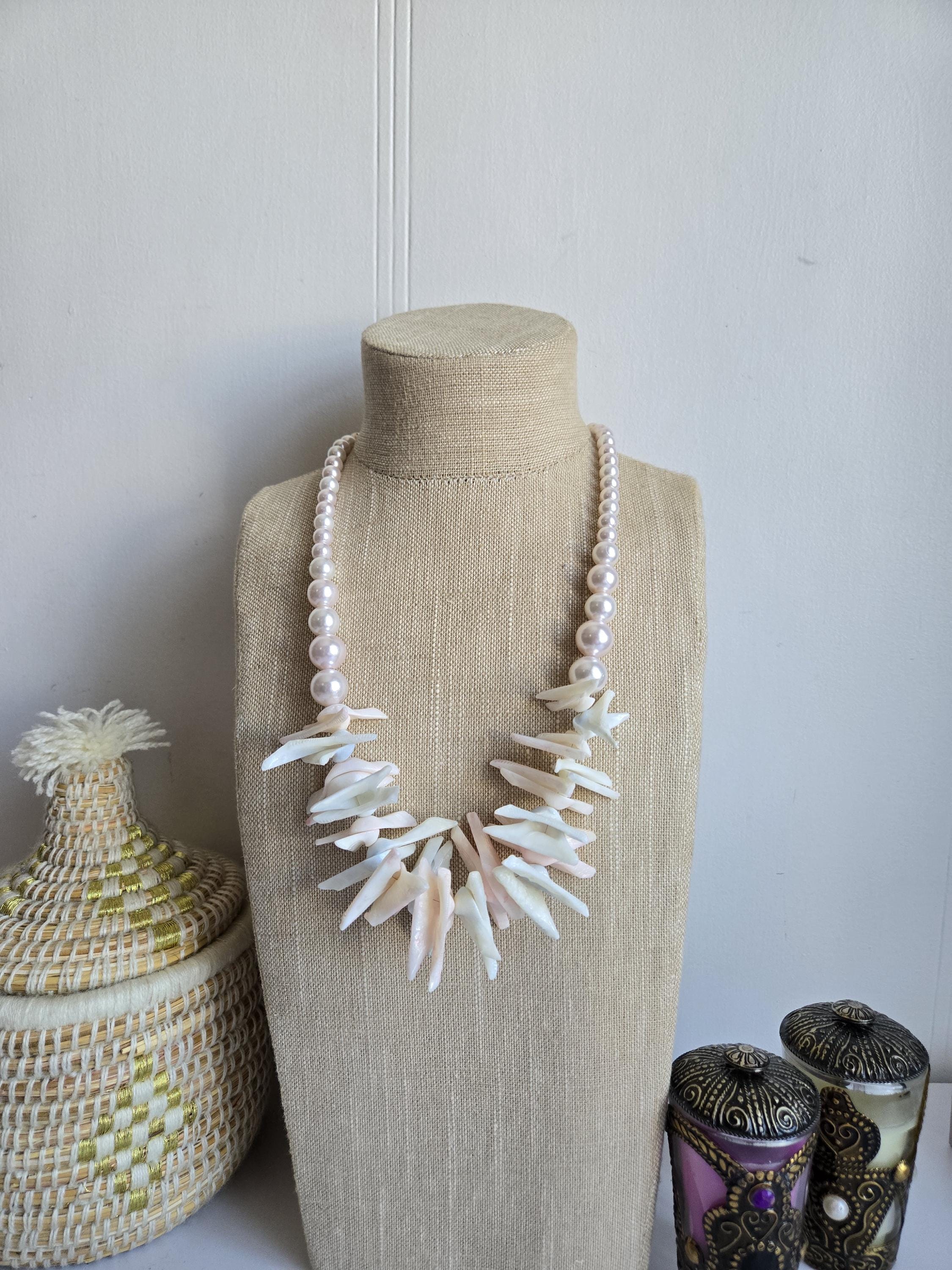 Vintage 80s Pink/light Blue Shell Necklace. - Etsy