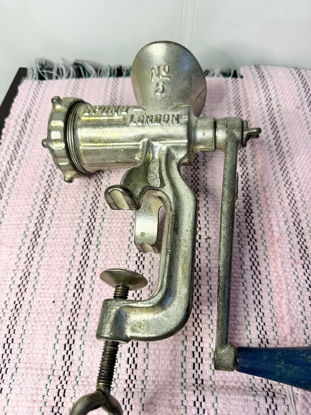Vintage Spong N5 Vintage Meat Grinder, Retro Metal Meat Grinder Made in
