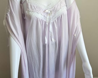 Vintage Tradition Sears Lavender Nightgown | Long Dress with Lace Trim | Sears Lingerie | Size Medium