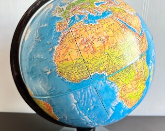 Vintage globe ENVIRON-SPHERE World Globe with Blue Plastic Axis and Base .