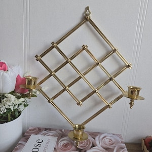 Vintage Brass Accordion Wall Sconce, Candle Holder Wall Hanging, Mid-Century MCM
