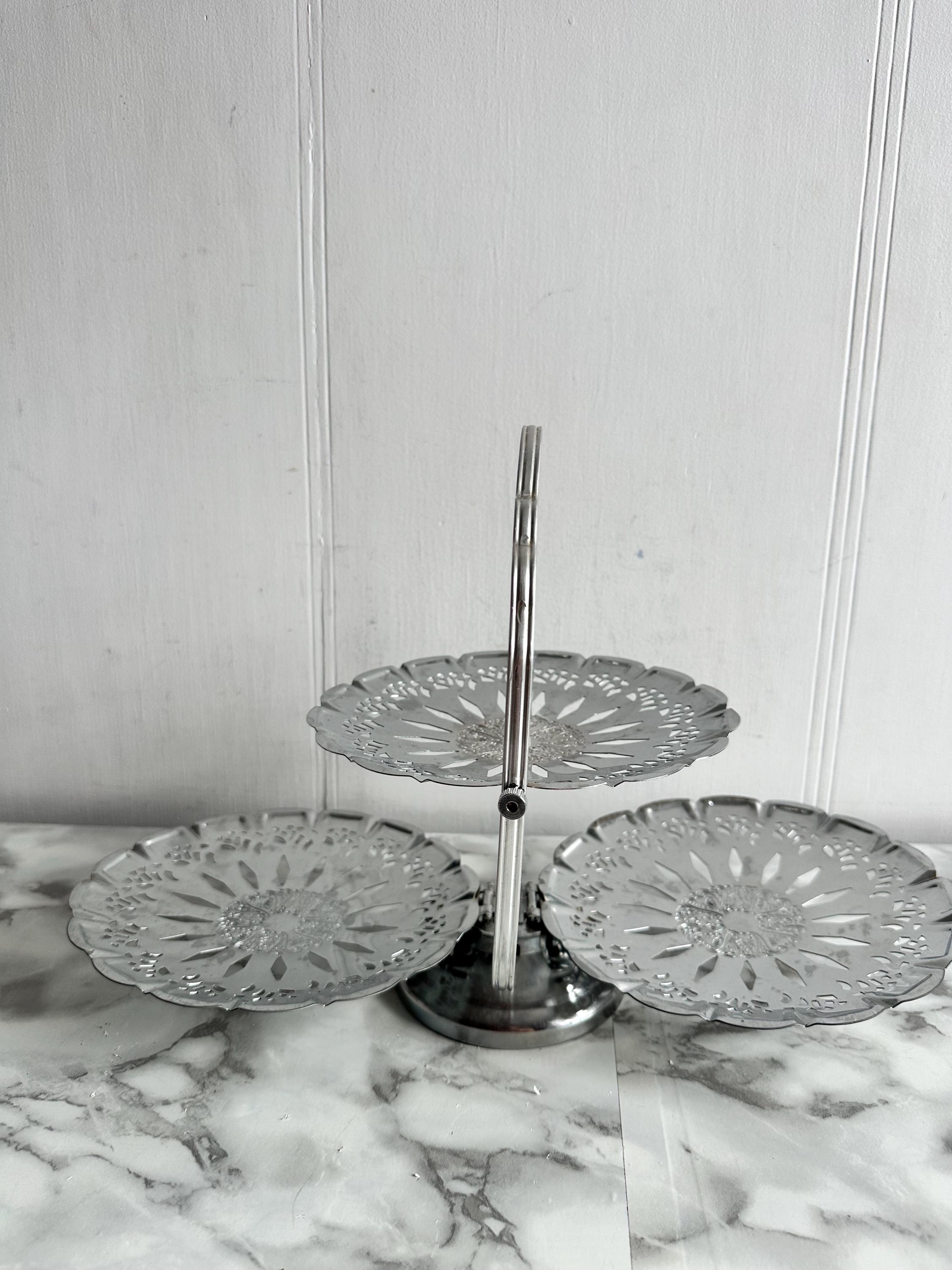 Tier Folding Cake Antique Tier Cake Stand Small Mahogany Folding