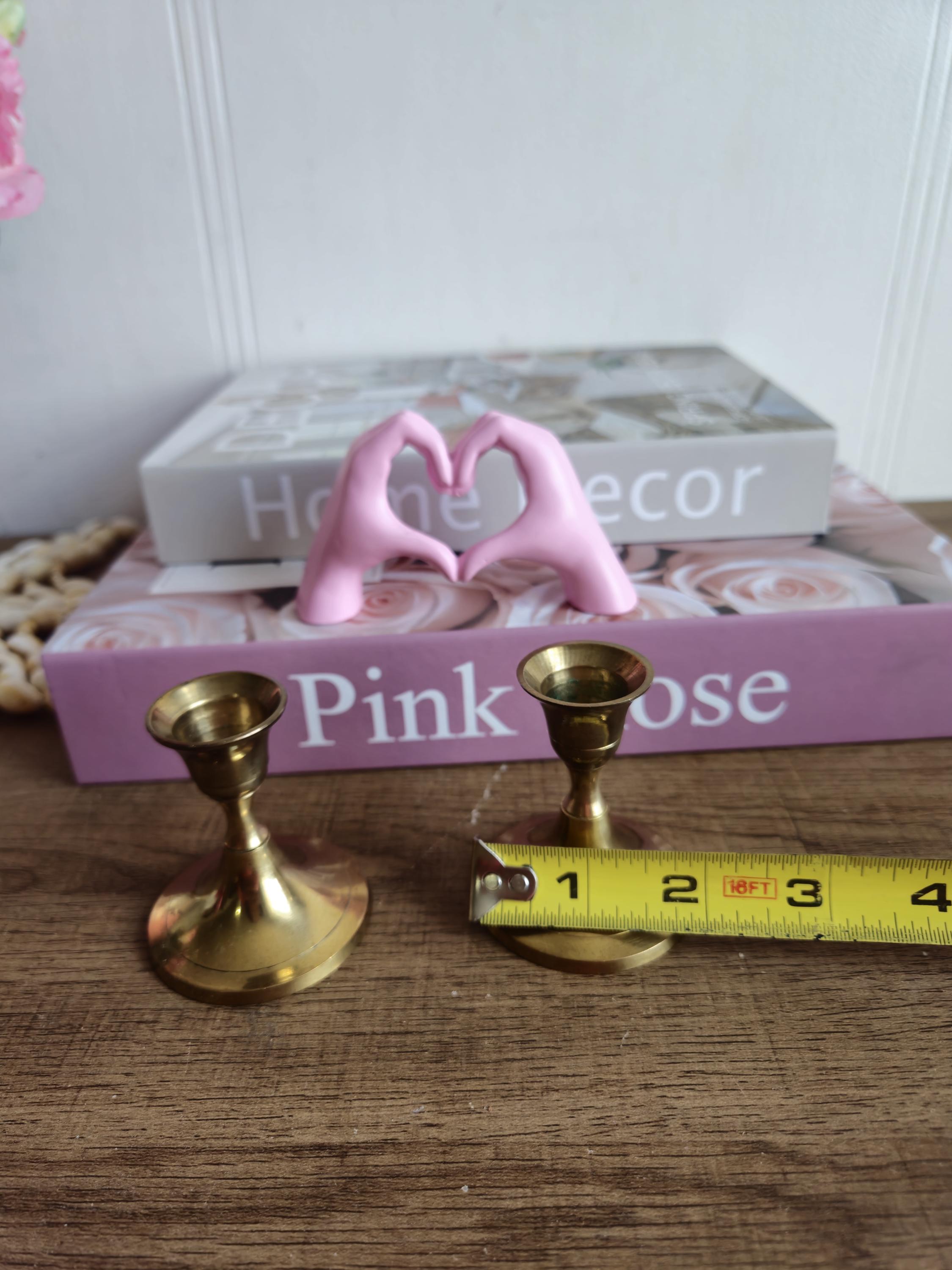 ヴィンテージ真鍮製キャンドルスタンド2個セット - 短い真鍮製