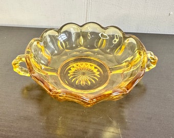 Vintage little amber hollow glass candy box